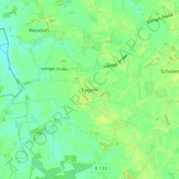 Topografische Karte Engeln, Höhe, Relief