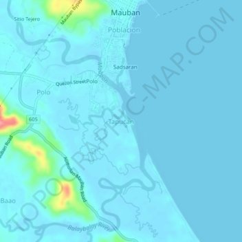 Topografische Karte Tapucan, Höhe, Relief