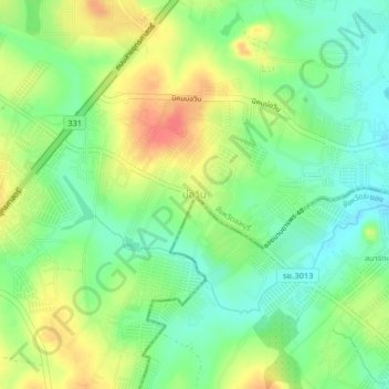 Topografische Karte Bo Win, Höhe, Relief