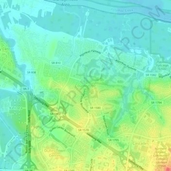 Topografische Karte Countryside, Höhe, Relief