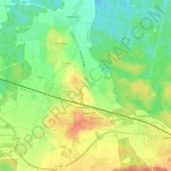 Topografische Karte Pöring, Höhe, Relief