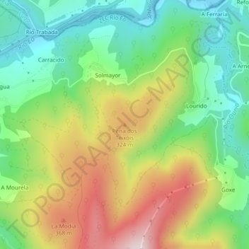 Topografische Karte Pena dos Teixóis, Höhe, Relief