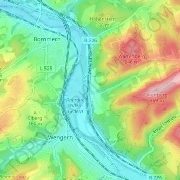 Topografische Karte Gedern, Höhe, Relief