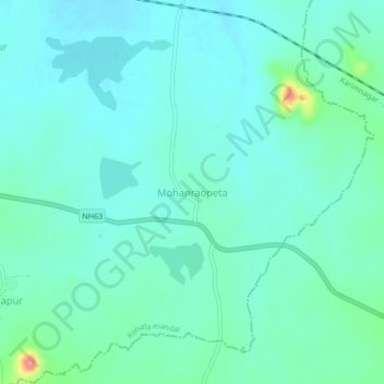 Topografische Karte Mohanraopeta, Höhe, Relief
