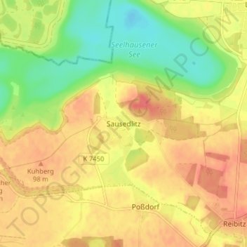 Topografische Karte Sausedlitz, Höhe, Relief
