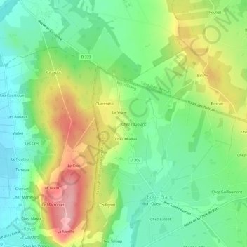 Topografische Karte Les Boursis, Höhe, Relief