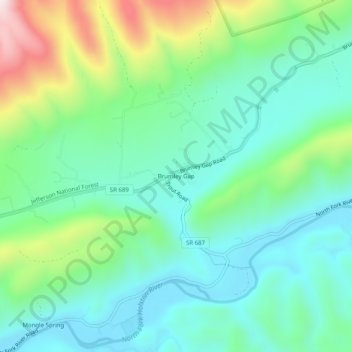 Topografische Karte Brumley Gap, Höhe, Relief