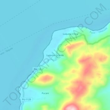 Topografische Karte Luquina Grande, Höhe, Relief