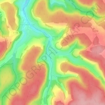 Topografische Karte Santenoge, Höhe, Relief