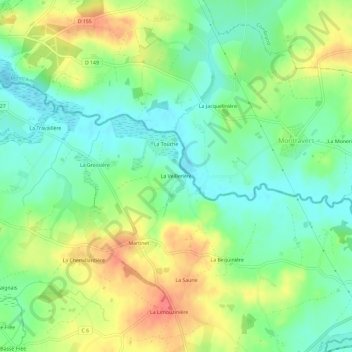 Topografische Karte La Veillerière, Höhe, Relief