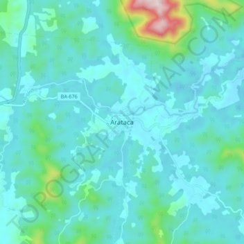 Topografische Karte Arataca, Höhe, Relief