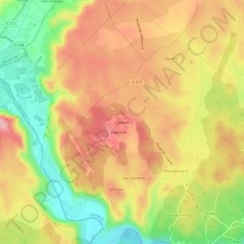 Topografische Karte Chapias, Höhe, Relief