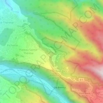 Topografische Karte Îlet Lautret, Höhe, Relief
