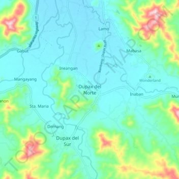 Topografische Karte Dupax del Norte, Höhe, Relief