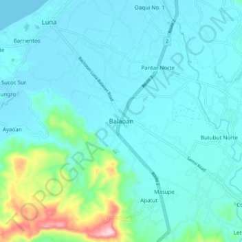 Topografische Karte Balaoan, Höhe, Relief