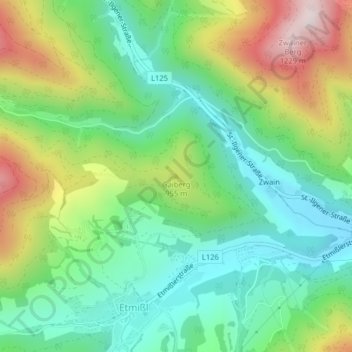 Topografische Karte Gaiberg, Höhe, Relief