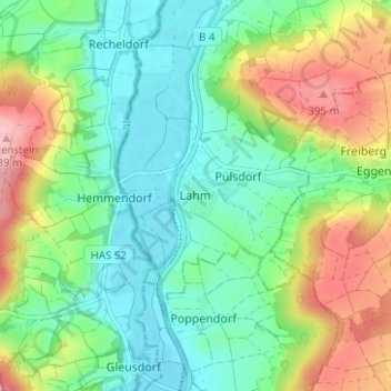 Topografische Karte Lahm, Höhe, Relief