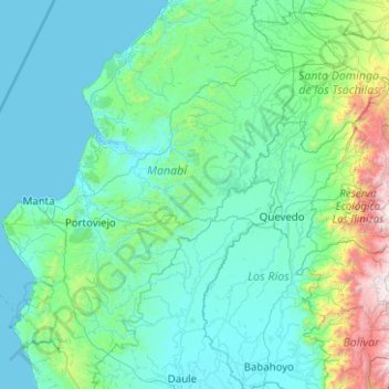 Topografische Karte Cordillera de Balzar, Höhe, Relief