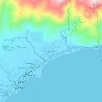 Topografische Karte Capilihan, Höhe, Relief