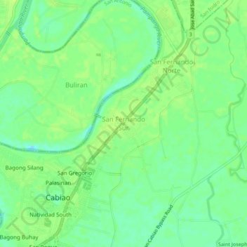 Topografische Karte San Fernando Sur, Höhe, Relief