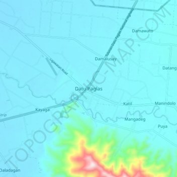 Topografische Karte Datu Paglas, Höhe, Relief