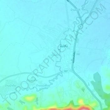 Topografische Karte Ban Tham, Höhe, Relief