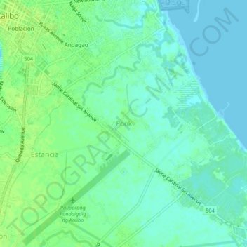 Topografische Karte Pook, Höhe, Relief