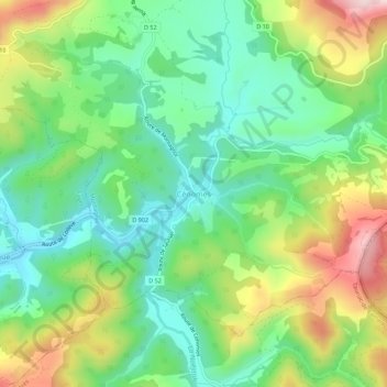 Topografische Karte Cénomes, Höhe, Relief