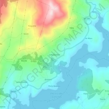 Topografische Karte Lobosandaus, Höhe, Relief