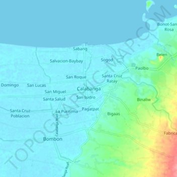 Topografische Karte Calabanga, Höhe, Relief