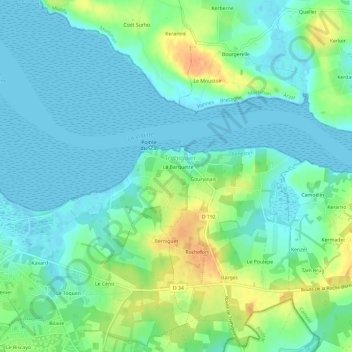 Topografische Karte Kerlochet, Höhe, Relief