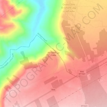 Topografische Karte Ain Chkaf, Höhe, Relief