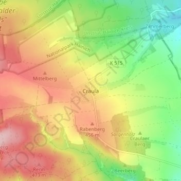 Topografische Karte Craula, Höhe, Relief