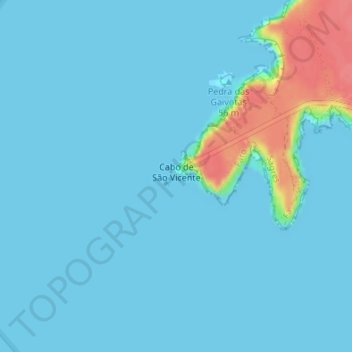 Topografische Karte Cabo de São Vicente, Höhe, Relief