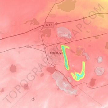 Topografische Karte Ekibastus, Höhe, Relief