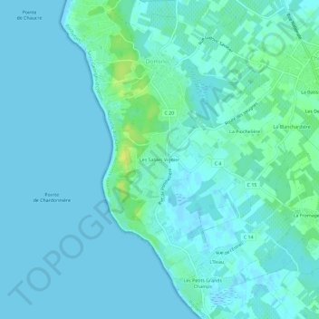 Topografische Karte Les Sables Vignier, Höhe, Relief