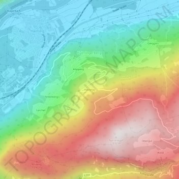 Topografische Karte Hausegg, Höhe, Relief
