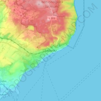 Topografische Karte Sassnitz, Höhe, Relief