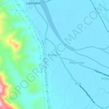 Topografische Karte Bongalon, Höhe, Relief