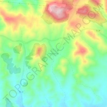 Topografische Karte Yamanlar, Höhe, Relief