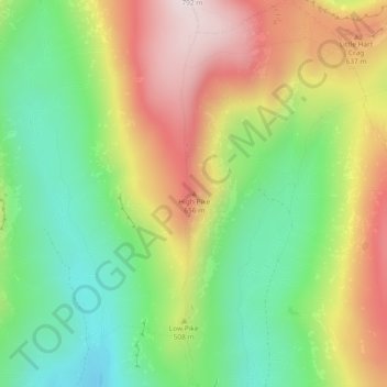 Topografische Karte High Pike, Höhe, Relief