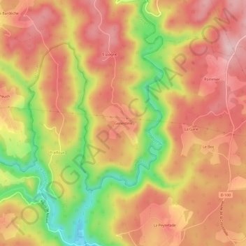 Topografische Karte Genestine, Höhe, Relief