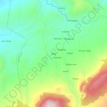 Topografische Karte Azlag, Höhe, Relief