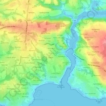 Topografische Karte Penn al Liorz, Höhe, Relief