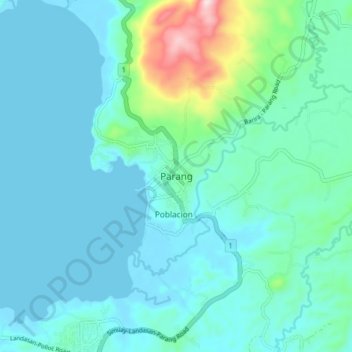 Topografische Karte Parang, Höhe, Relief