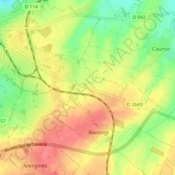 Topografische Karte La Paturelle, Höhe, Relief