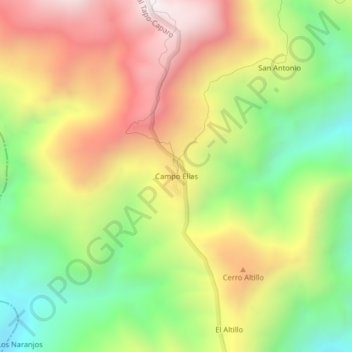 Topografische Karte Campo Elías, Höhe, Relief