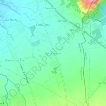 Topografische Karte San Joaquin, Höhe, Relief