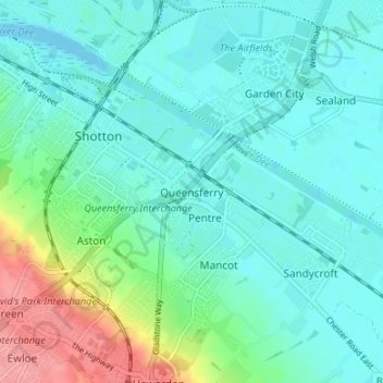 Topografische Karte Queensferry, Höhe, Relief