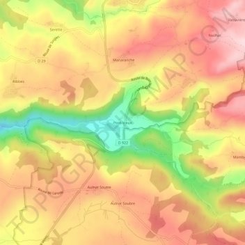 Topografische Karte Pont-Vieux, Höhe, Relief